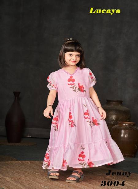 Pink Colour Jenny vol 3 By Lucaya 3001 To 3006 Kids Printed Girls Frock Wholesale Shop In Surat Jenny 3004