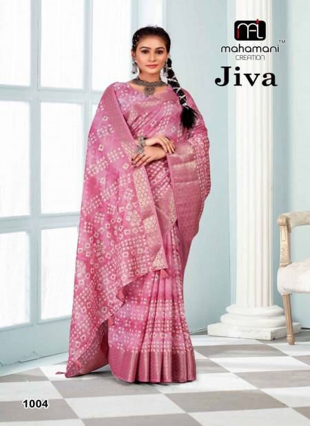 Pink Colour Jiva 1001 To 1004 By Mahamani Creation Print Saree Wholesale Price In Surat 1004
