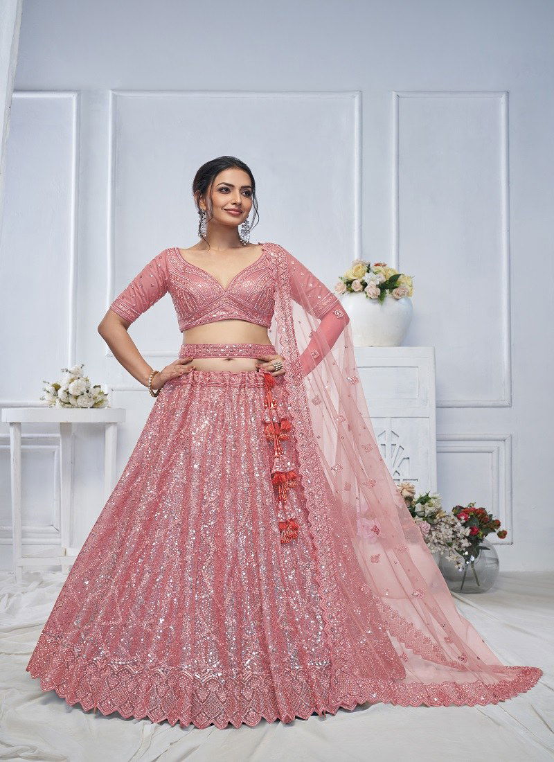 Pink Colour KF 22 To KF 415 By Kesar Fab Ocassion Wear Designer Lehenga Choli Wholesale Online KF 22 Pink