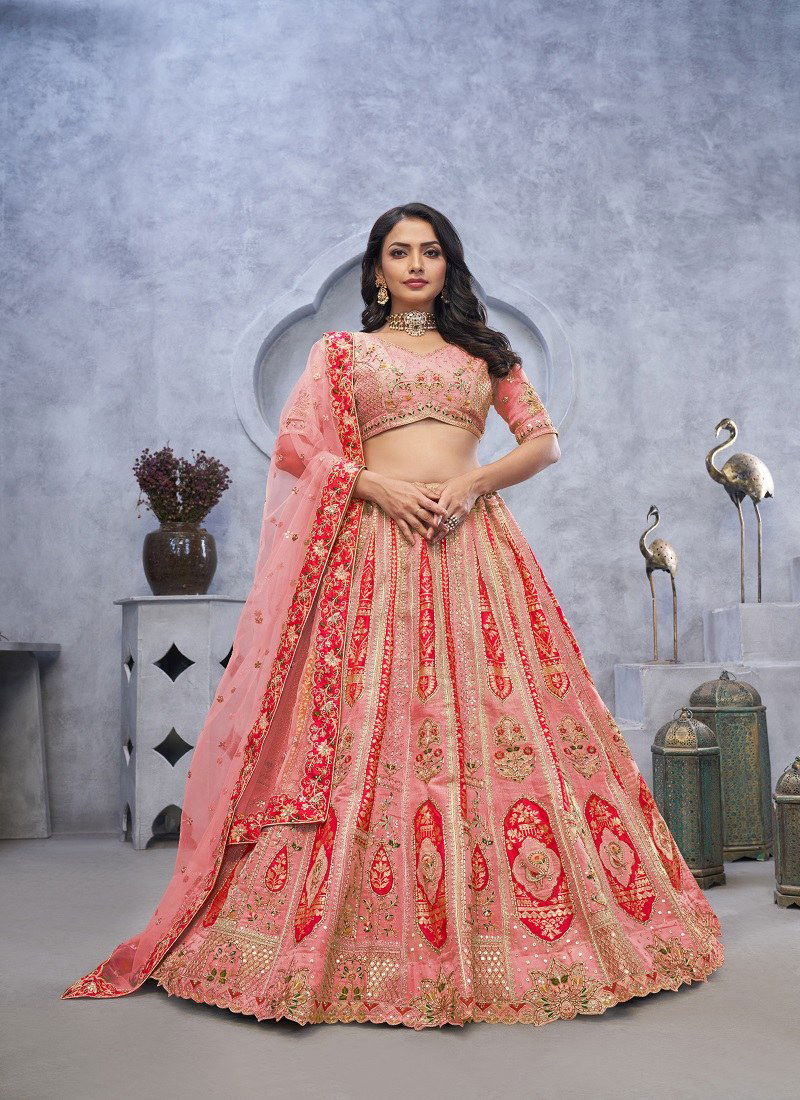 Pink Colour KF 22 To KF 415 By Kesar Fab Ocassion Wear Designer Lehenga Choli Wholesale Online KF 30 pink