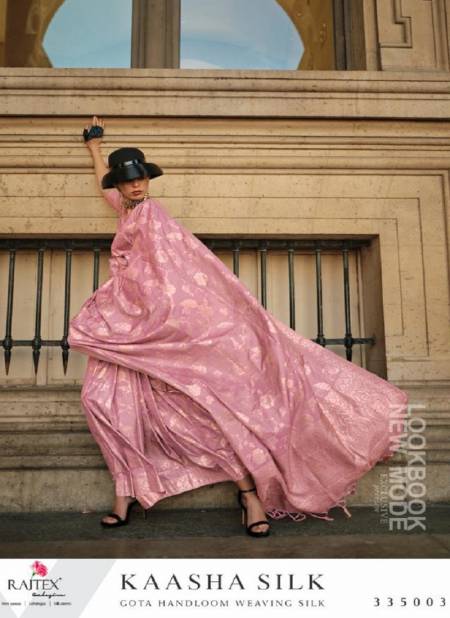 Pink Colour Kaasha Silk By Rajtex Gota Zari Silk Designer Saree Catalog 335003