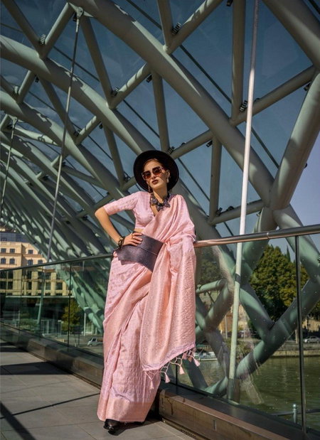 Pink Colour Kakuna Silk By Rajtex Handloom Weaving Saree Exporters In India 351006