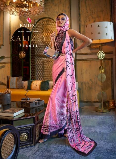 Pink Colour Kalizey By Rajtex Printed Japan Crepe Saree Suppliers In India 246011