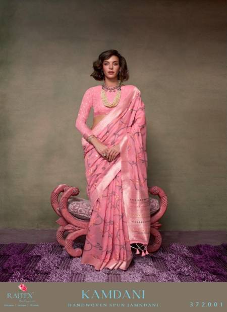 Pink Colour Kamdani By Rajtex Mal Spun Cotton Printed Saree Orders In India 372001