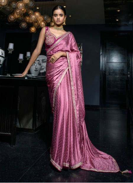 Pink Colour Kamyaa By Kira Wedding Wear Viscose Satin Saree Wholesale Market In Surat 11000
