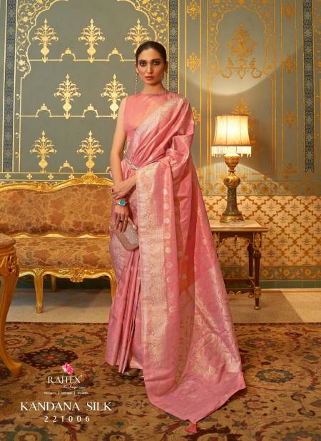 Pink Colour Kandana Silk By Rajtex Handloom Weaving Saree Suppliers In India 221006