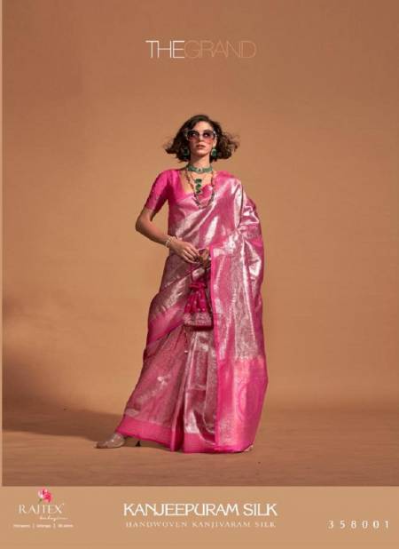 Pink Colour Kanjeepuram Silk By Rajtex Kanjivaram Silk Designer Saree Catalog 358001