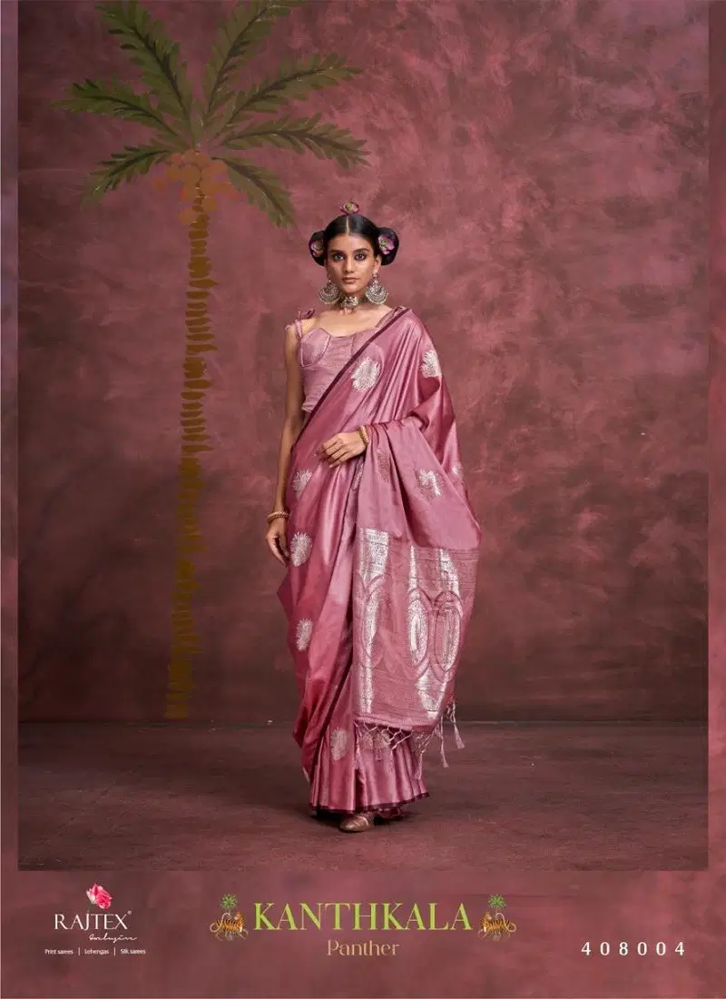 Pink Colour Kanthkala Panther By Rajtex Satin Party Wear Saree Wholesale Online 408004