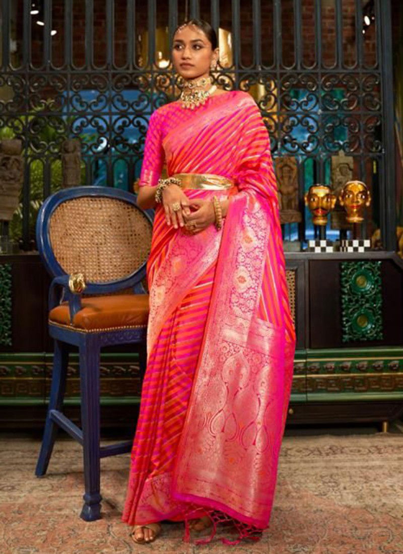 Pink Colour Karadhya Silk Festive Wear Wholesale Designer Sarees Catalog 287002