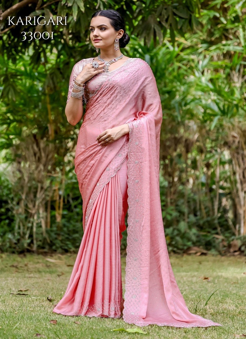 Pink Colour Karigari By Sethnic Satin Fancy Saree Wholesale In India 33001