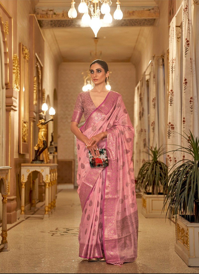 Pink Colour Karmani Silk By Rajtex Designer Handloom Weaving Saree Wholesale Shop In Surat 222002