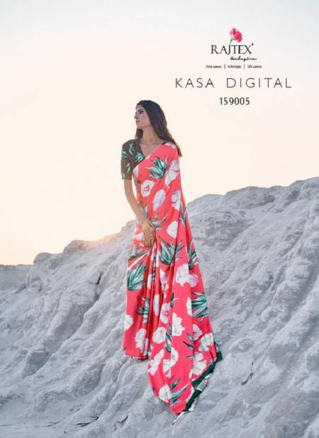 Pink Colour Kasa Digital 159001 TO 159009 By Rajtex Satin Crepe Saree Wholesale Market In Surat With Price 159005