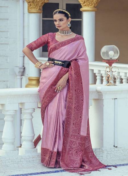 Pink Colour Kasha By Kira Satin Designer Saree Catalog 3005 Catalog