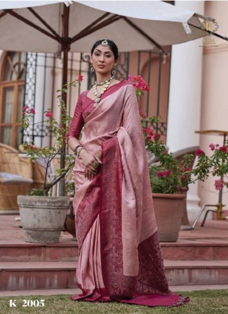 Pink Colour Kasha Vol 02 By Kira Heavy Satin Designer Wedding Sarees Wholesale Market In Surat K 2005