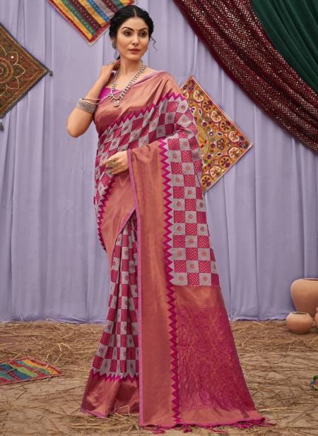 Pink Colour Kasida Silk Wholesale Ethnic Wear Cotton Saree Catalog 3428