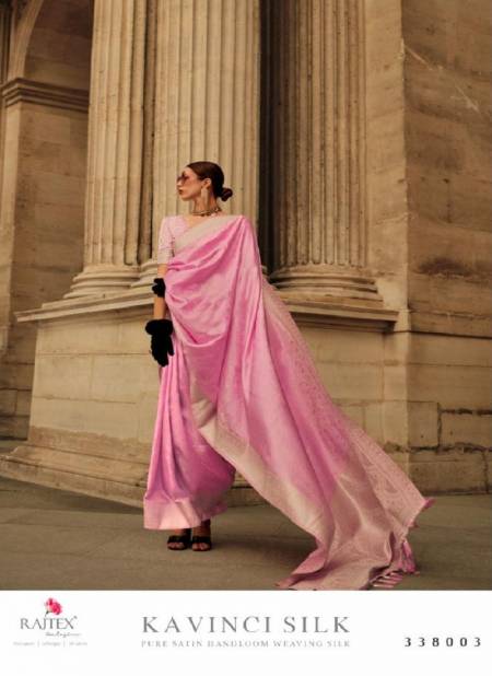 Pink Colour Kavinci Silk By Rajtex Satin Designer Saree Catalog 338003