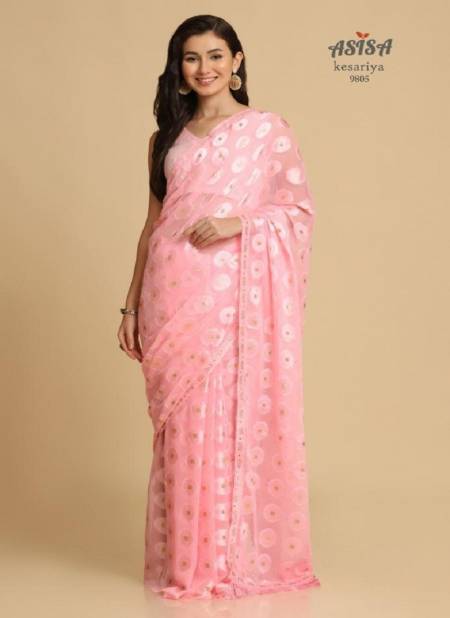 Pink Colour Kesariya By Asisa Designer Saree Catalog 9805