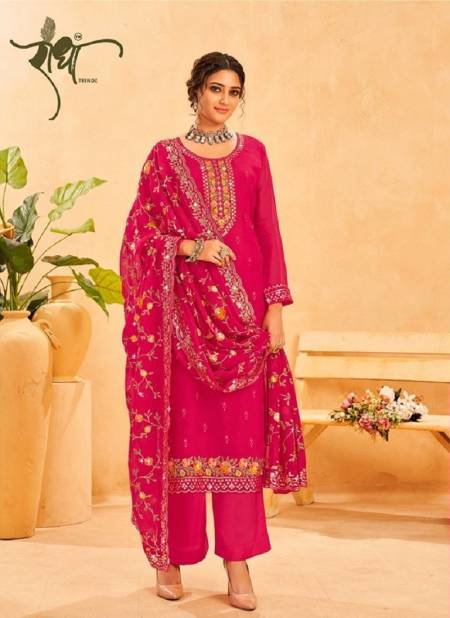 Pink Colour Kesariya By Radha Trendz Heavy Embroidery Georgette Bulk Salwar Kameez Orders In India 1142