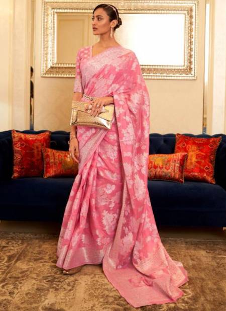 Pink Colour Kesh Zari Lucknowi Ethnic Wear Wholesale Printed Sarees 251001