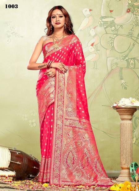 Pink Colour Kia Silk By Sangam Wedding Saree Catalog 1003