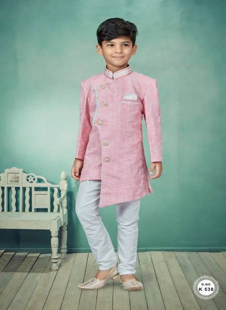 Pink Colour Kids Indo Western Sherwani Catalog 538