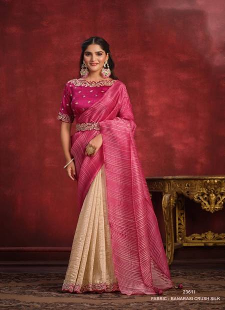 Pink Colour Kimaya By Mahotsav Sequence Thread Silk Designer Saree Catalog 23611