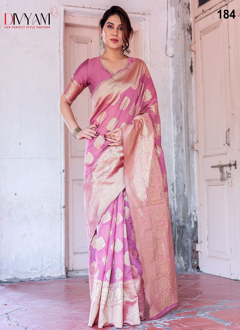 Pink Colour Kirti By Divyam Chanderi Silk Wedding Saree Wholesale Shop In Surat 184