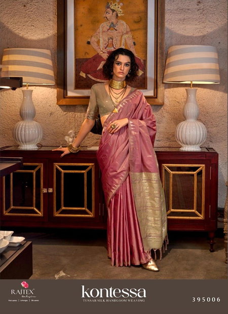 Pink Colour Kontessa By Rajtex Tussar Silk Handloom Weaving Saree Wholesale Online 385006