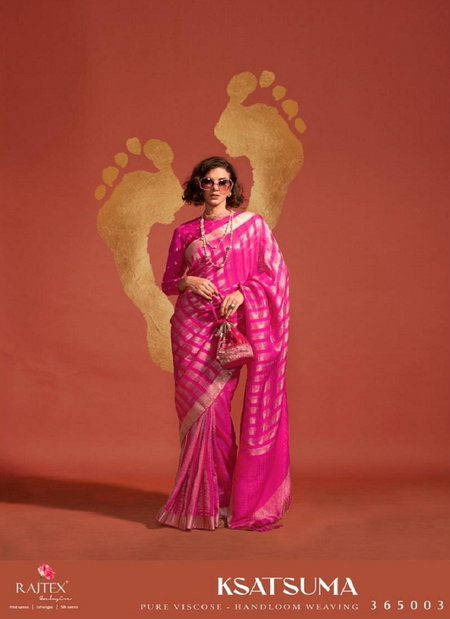 Ksatsuma 365000 By Rajtex Pure Viscose Handloom Weaving Silk Saree Wholesale In India