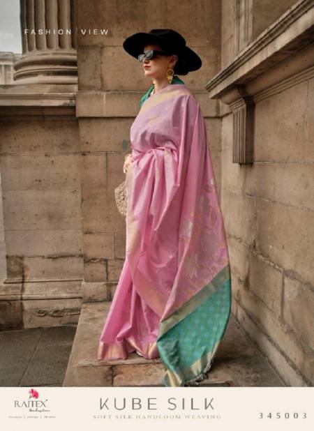 Pink Colour Kube Silk By Rajtex Silk Handloom Weaving Wedding Sarees Wholesale Shop In Surat 345003