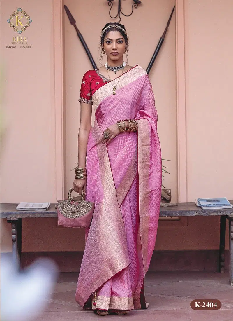 Pink Colour Kyaara Vol 2 By Kira Pure Viscous Dola Designer Wear Saree Suppliers In Mumbai K-2404