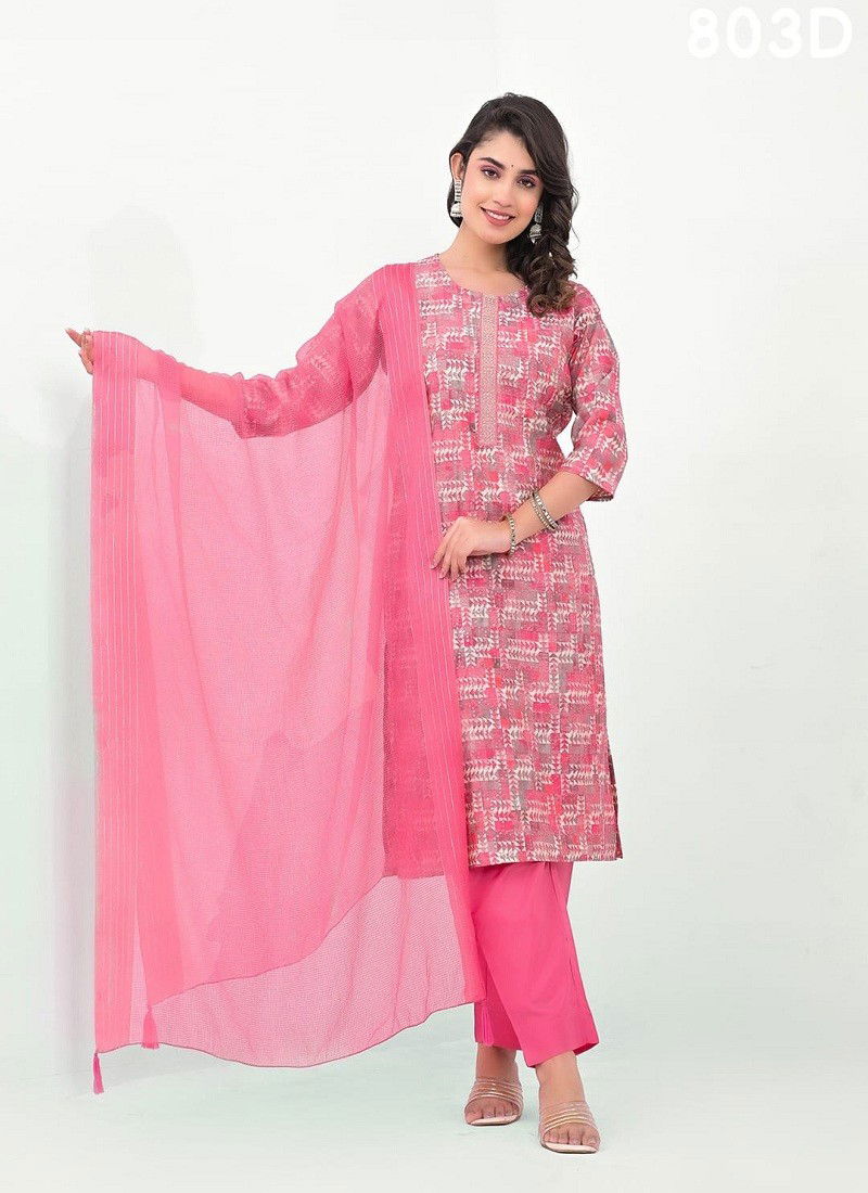 Pink Colour Label Khoj 803 A To 803 D Modal Kurti With Bottom Dupatta Wholesale Online 803D