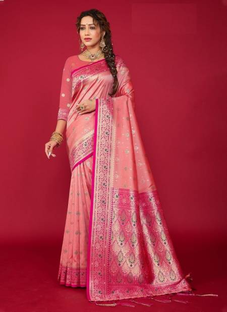 Pink Colour Lalpari By Sangam 14025 To 14030 Silk Sarees Catalog 14029