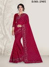 Pink Colour Latest Designer Festive Wear Heavy Coding With Siqvence Embroidery With Applique Flower Siramic hand Work Silk Saree Collection 2905