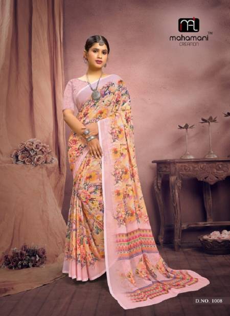 Pink Colour Lavanya By Mahamani Creation Printed New Exclusive Daily Wear Saree Suppliers In India 1008