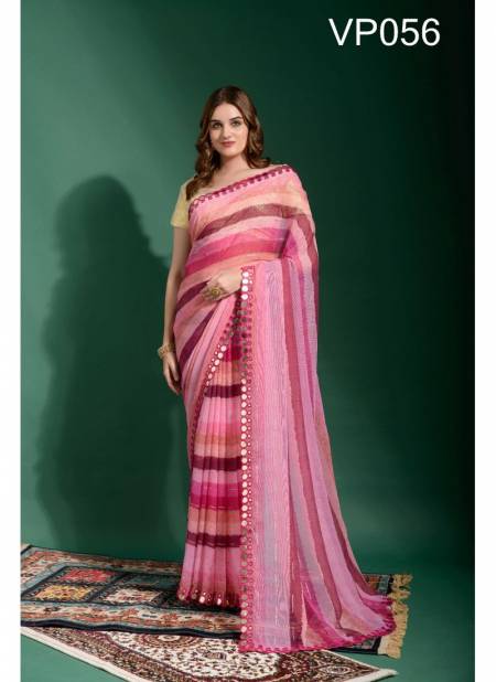 Pink Colour Lehriya Vol 2 By Fashion Berry Chiffon Saree Catalog 56