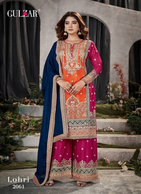 Pink Colour Lohri By Gulzar Chinon Embroidery Work Readymade Suit Catalog 2061