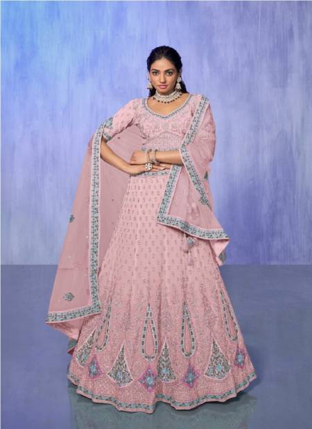Pink Colour Look Book by Arya Embroidered Designer Lehenga Choli Catalog 84010