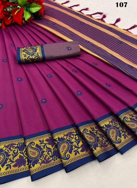 Pink Colour M AV 101 TO 108 Series Aura cotton Silk Wear Sarees Wholesale Online 107