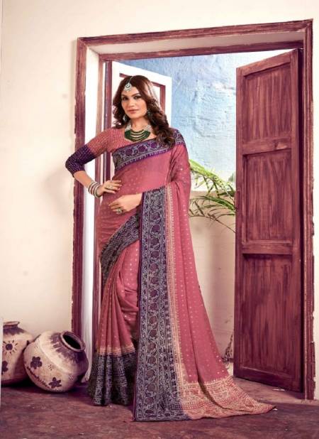 Pink Colour Madhurika By Mahamani Creation Fancy Fabric Designer Saree Catalog 1001