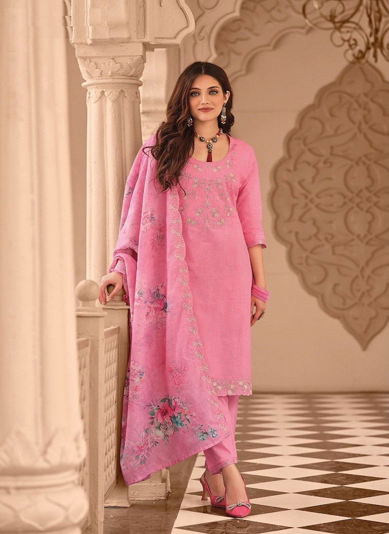 Pink Colour Mal Mal Vol 1 By Zaveri Cotton Salwar Suit Catalog 1137