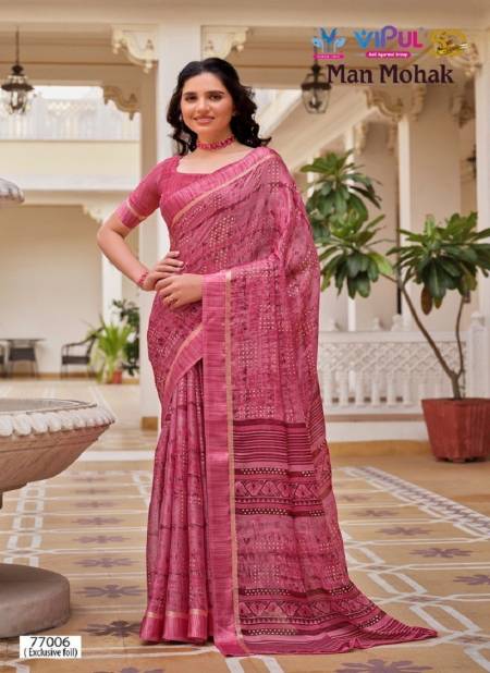 Pink Colour Man Mohak By Vipul Chiffon Printed Daily Wear Sarees Wholesale Price In Surat 77006