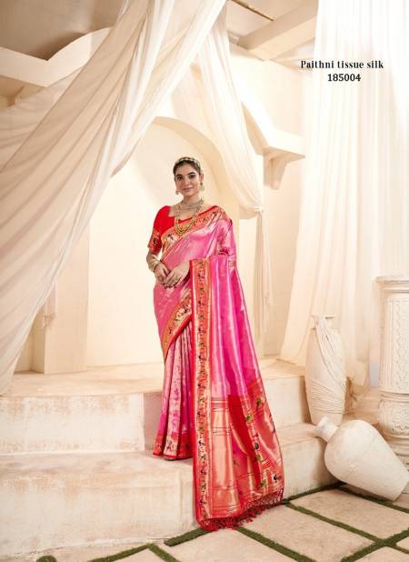 Pink Colour Mangalya Silk 185000 Series By Rajpath Soft Tissue Silk Cultural Celebration Saree Wholesale Online 185004