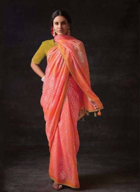 Pink Colour Meera Bandhani By Kimora 16021 To 16029 Designer Saree Catalog 16028