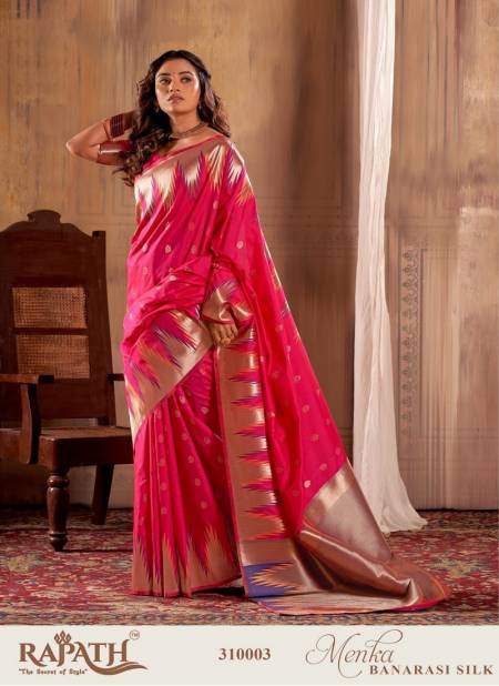 Pink Colour Menka Silk 310000 By Rajpath Banarasi Silk Occasion Saree Wholesale Shop In Surat 310003