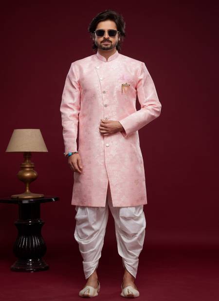 Pink Colour Mens Partywear Indo Western Catalog 2401