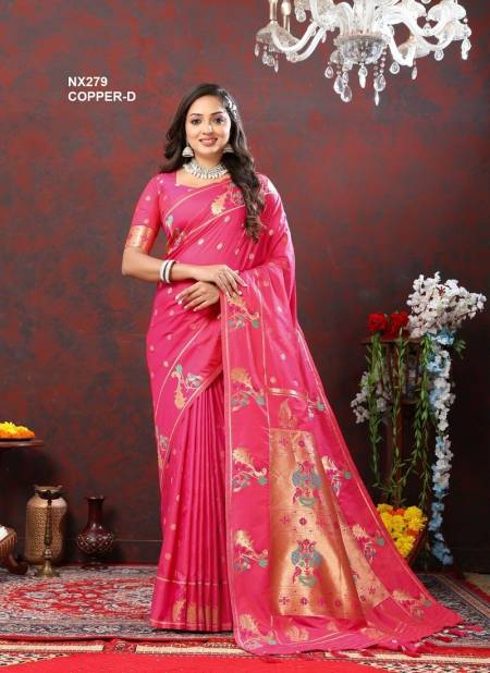 Pink Colour NX279 Copper Colours by Murti Nx Paithani Silk Sarees Wholesale Online NX279 COPPER-D