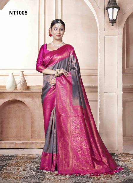 Pink Colour Natasa By 3 Of Kubera Pattu Kanjivaram Silk Sarees Wholesale Online NT1005