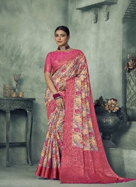 Pink Colour Navyaa By Pankh Fancy Tissue Silk Digital Print Saree Wholesale In India 6804