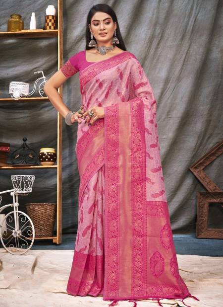 Pink Colour Niranjana Wholesale Printed Sarees Catalog 3135